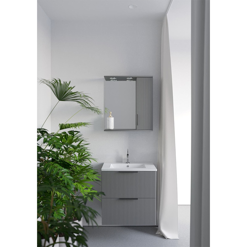 Set masca si lavoar SANITOP Estriado, 60 x 48 x 55 cm, antracit