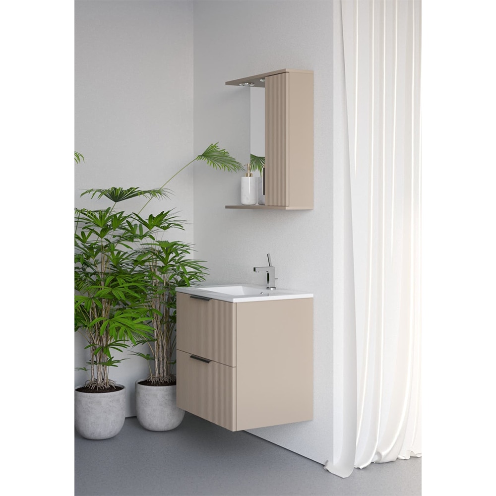 Set masca si lavoar SANITOP Estriado, 60 x 48 x 55 cm, bej