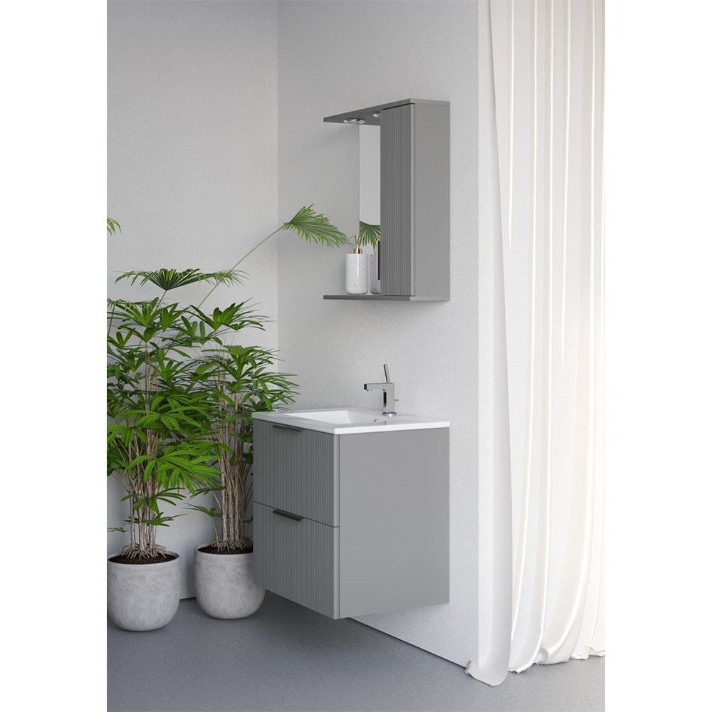 Set masca si lavoar SANITOP Estriado, 79 x 48 x 55 cm, antracit