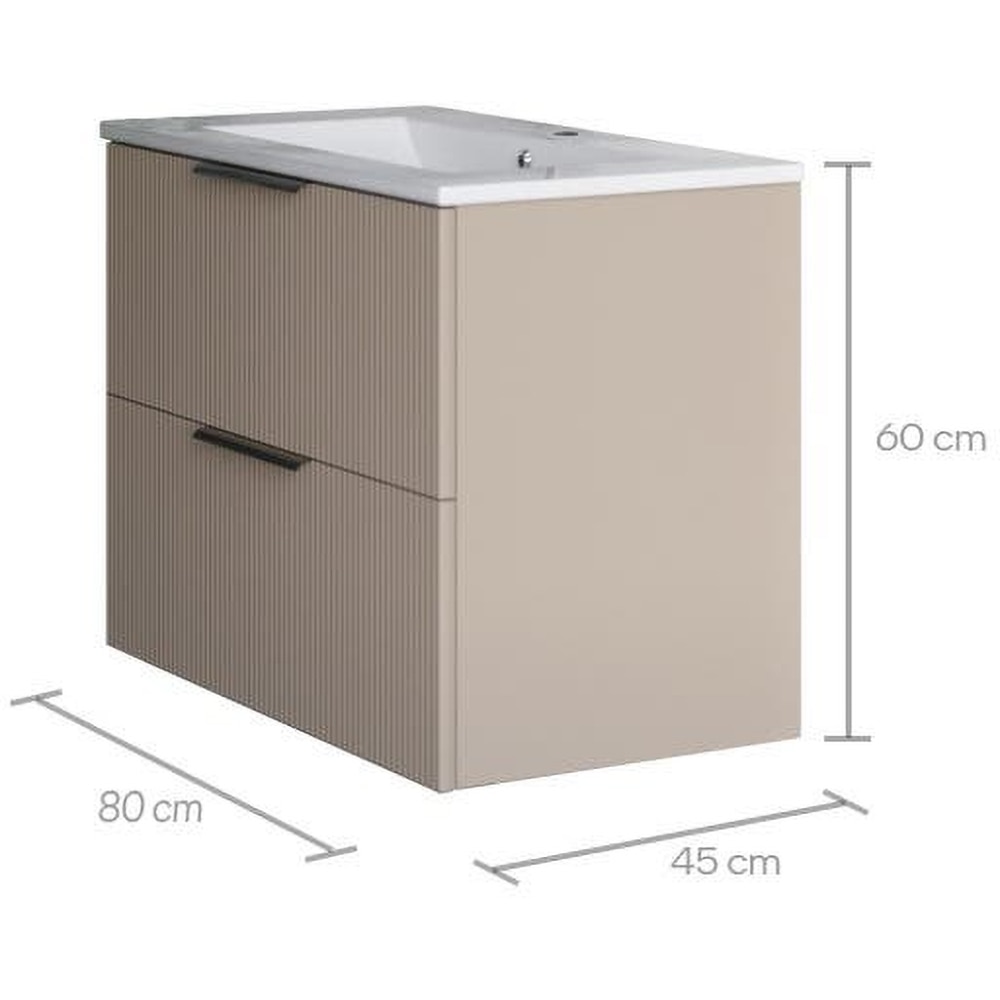 Set masca si lavoar SANITOP Estriado, 79 x 48 x 55 cm, bej