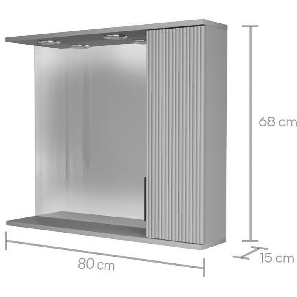 Oglinda baie cu dulap SANITOP Estriado, 80 x 15 x 68 cm, antracit