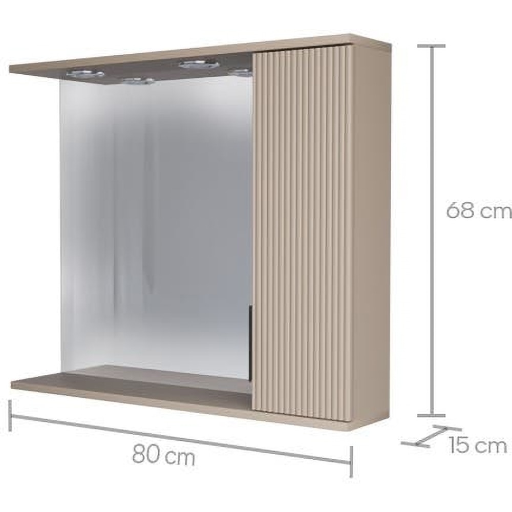 Oglinda baie cu dulap SANITOP Estriado, 80 x 15 x 68 cm, bej