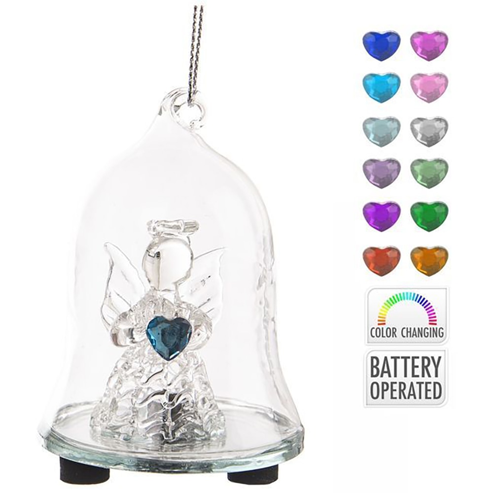 Clopotel LED, 8cm, sticla, transparent