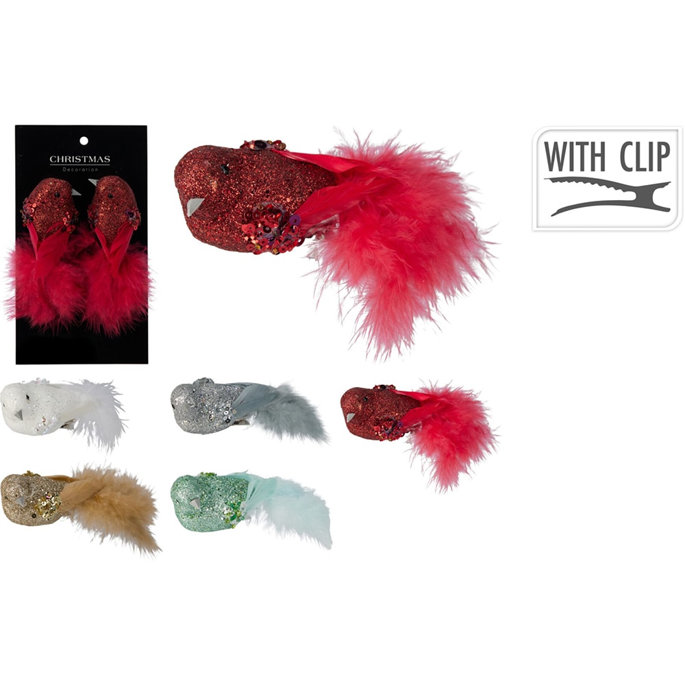 Set decoratiune pasare clips, 12 cm, 2 buc