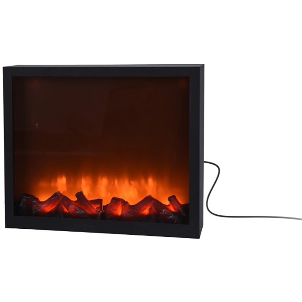 Semineu electric decorativ LED, 41x25 cm, negru
