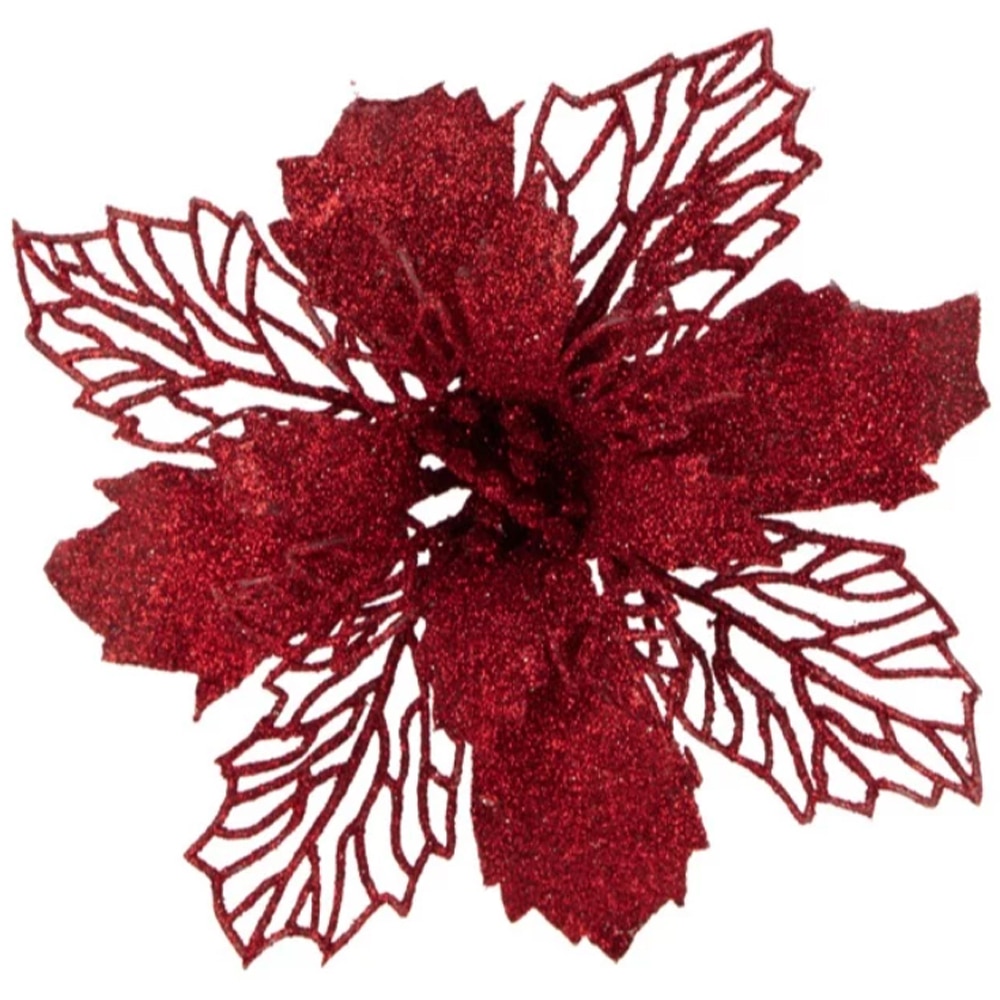 Floare clips sclipici, rosu