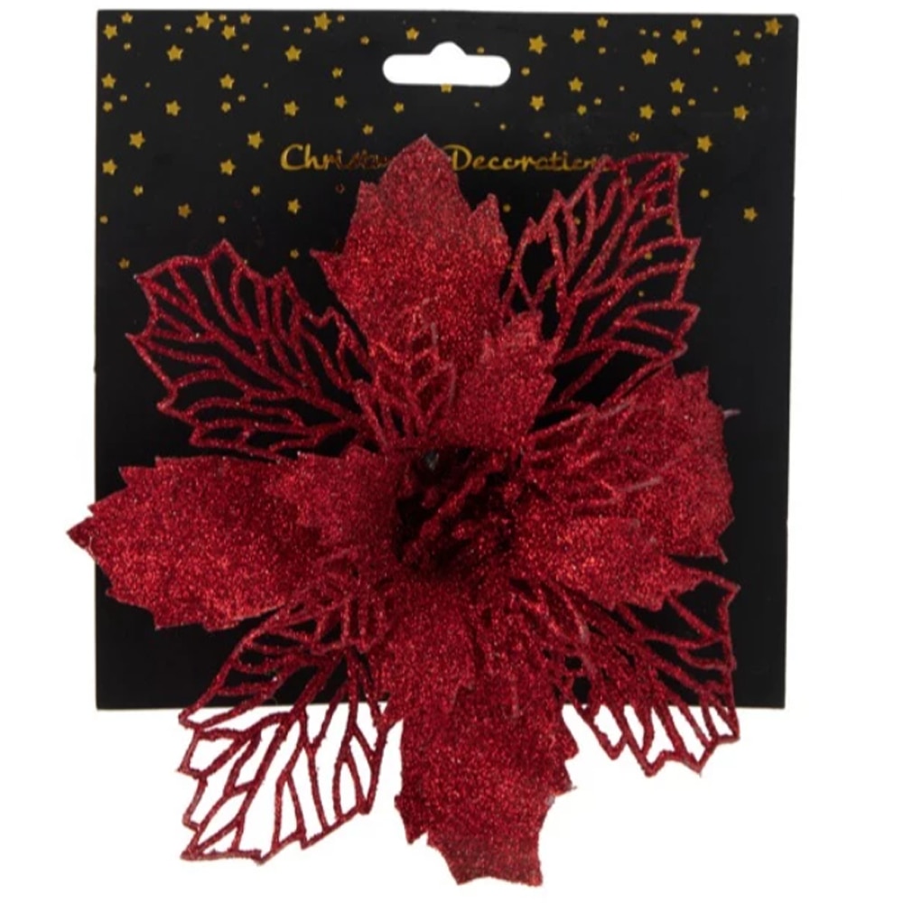 Floare clips sclipici, rosu