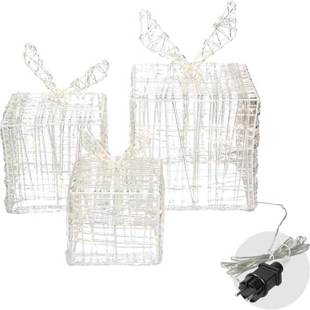 Decoratiuni cutii cadou LED, 90 becuri, 3 bucati