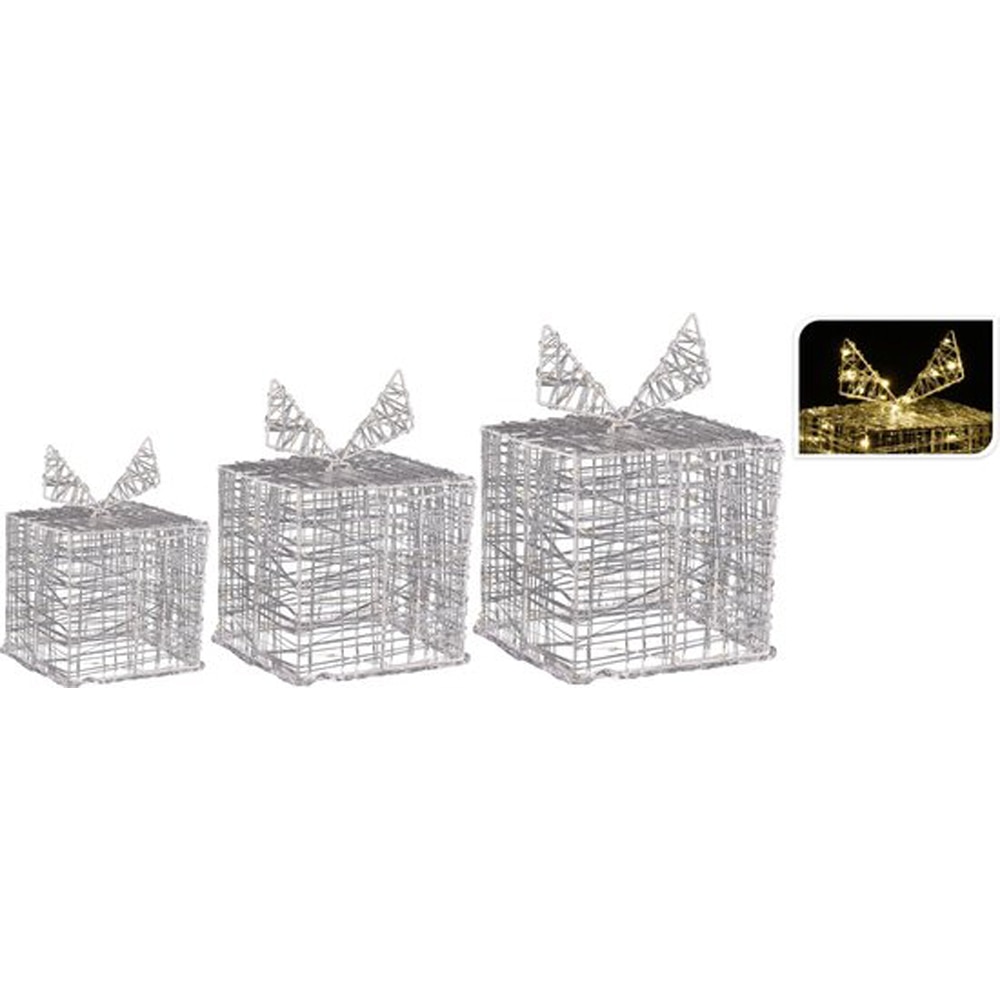 Decoratiuni cutii cadou LED, 90 becuri, 3 bucati