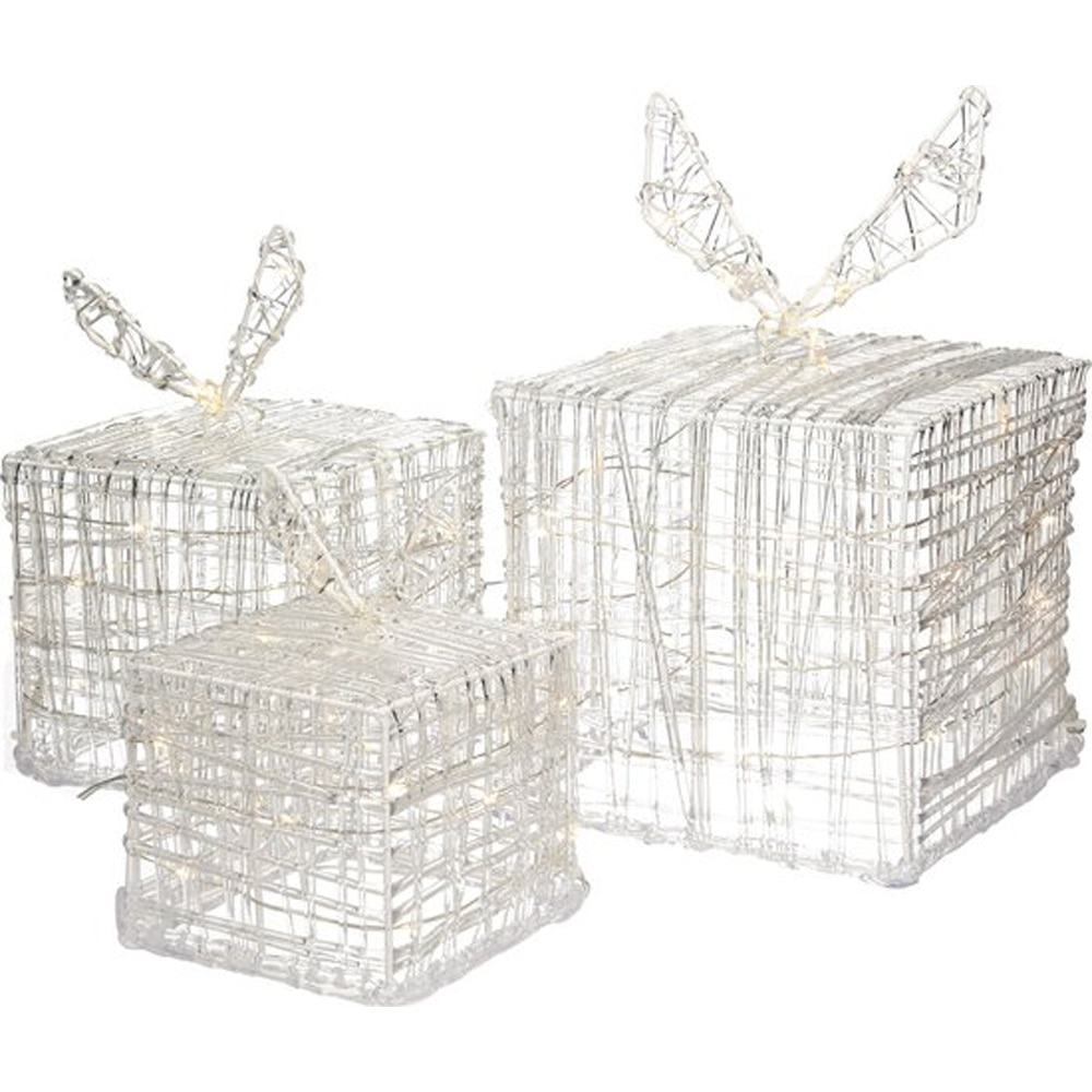 Decoratiuni cutii cadou LED, 90 becuri, 3 bucati