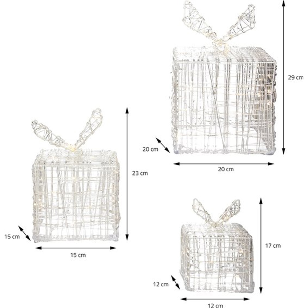 Decoratiuni cutii cadou LED, 90 becuri, 3 bucati