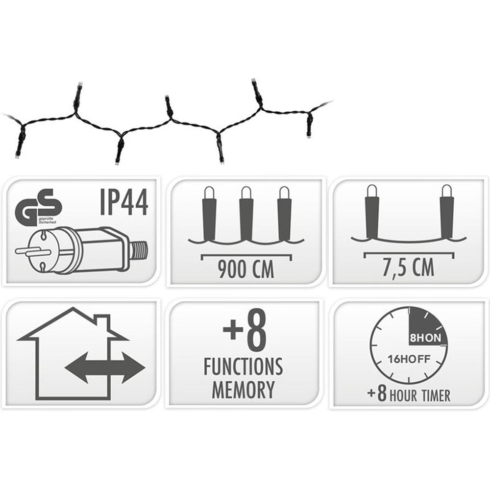 Instalatie Craciun interior/exterior, 120 LED-uri, 9 m, multicolor
