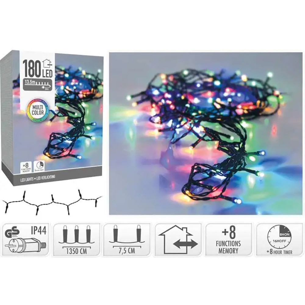 Instalatie Craciun interior/exterior, 180 LED-uri, 13.5 m, multicolor