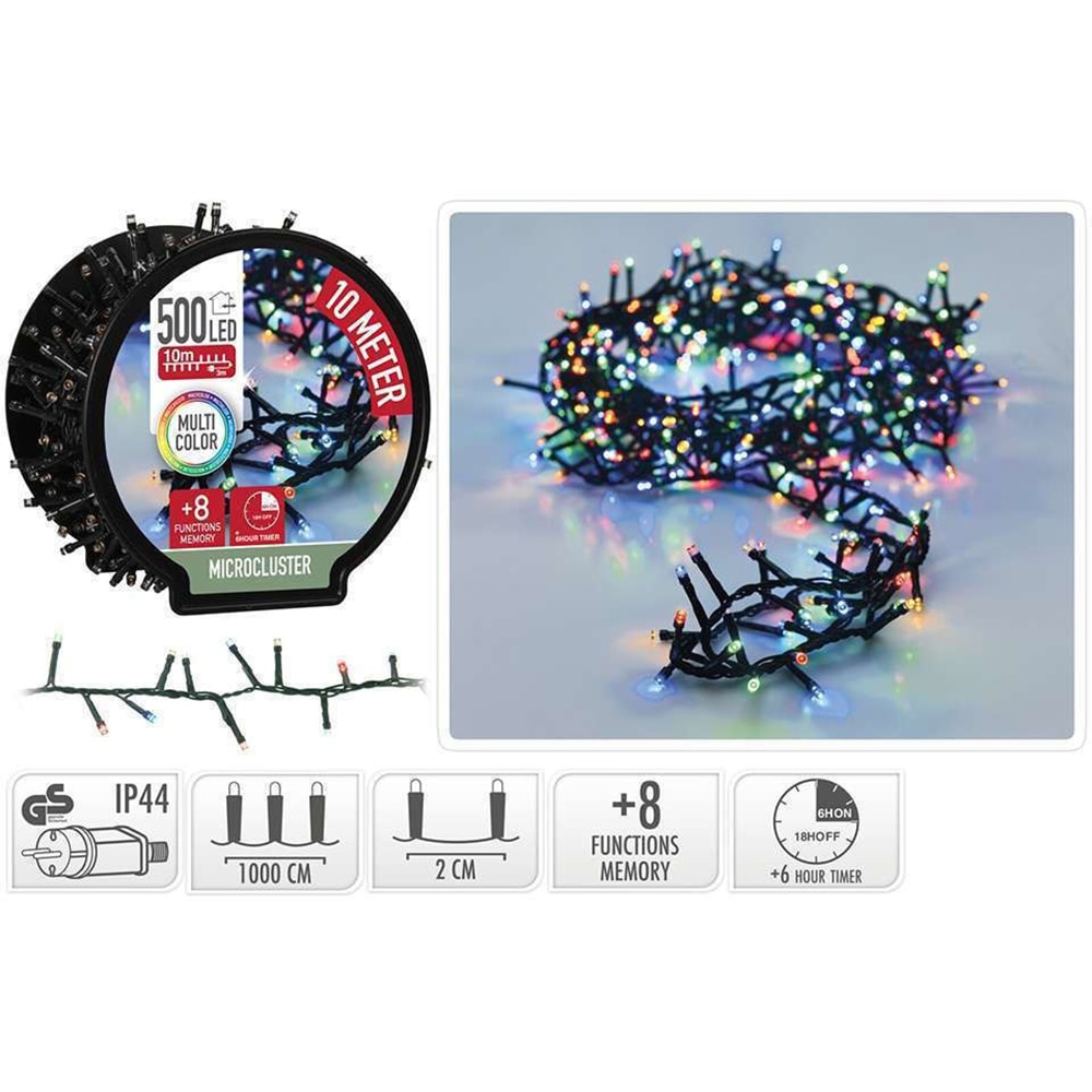 Instalatie Craciun Micro cluster interior/exterior, 500 LED-uri, 10 m, multicolor