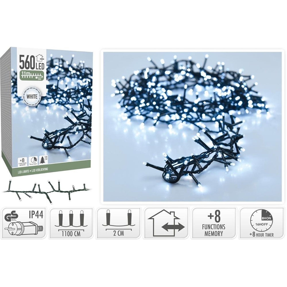 Instalatie Craciun Micro cluster interior/exterior, 560 LED-uri, 11 m, alb rece