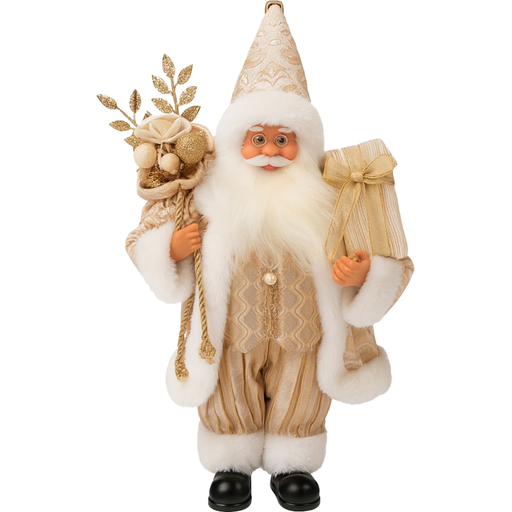 Decoratiune Mos Craciun cu LED, 30 cm, auriu