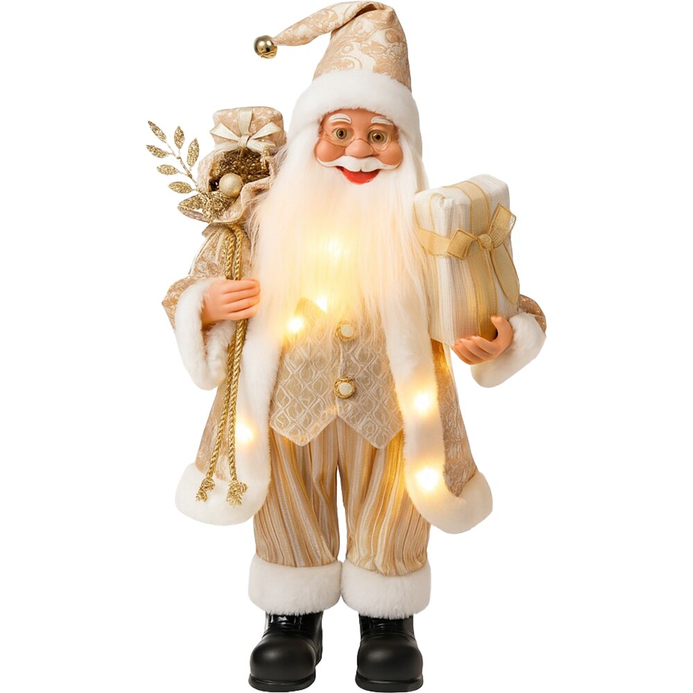 Decoratiune Mos Craciun cu LED, 30 cm, auriu