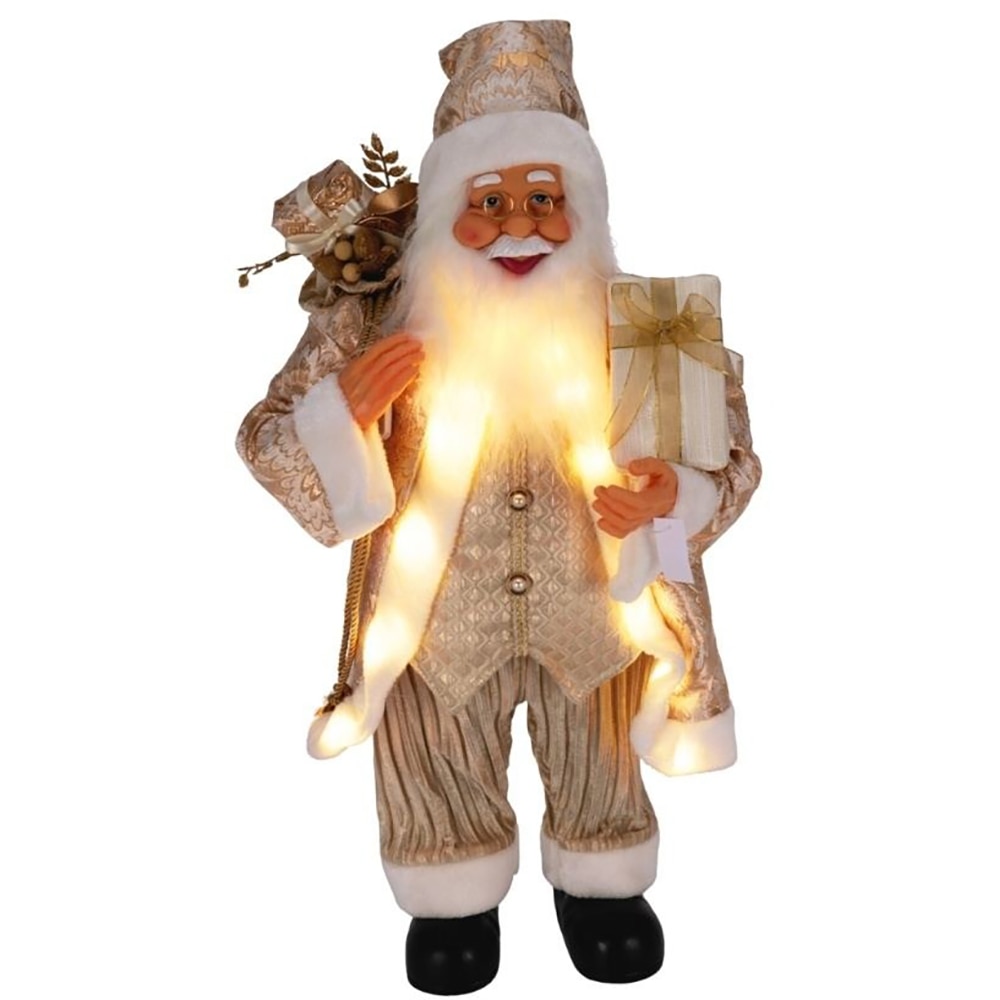 Decoratiune Mos Craciun cu LED, 80 cm, auriu