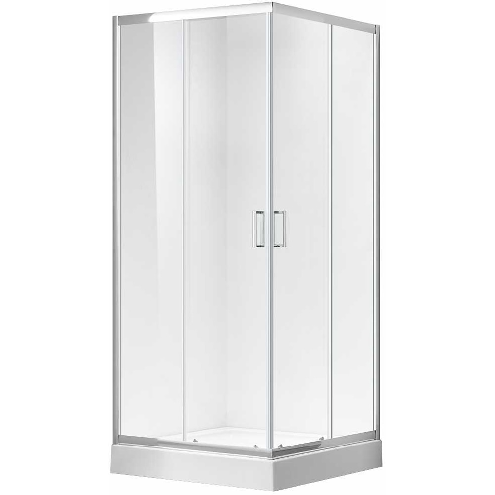 Cabina dus standard BELFORM Clear, patrata, aluminiu, 90 x 90 x 185 cm, sticla securizata 5mm, profil crom