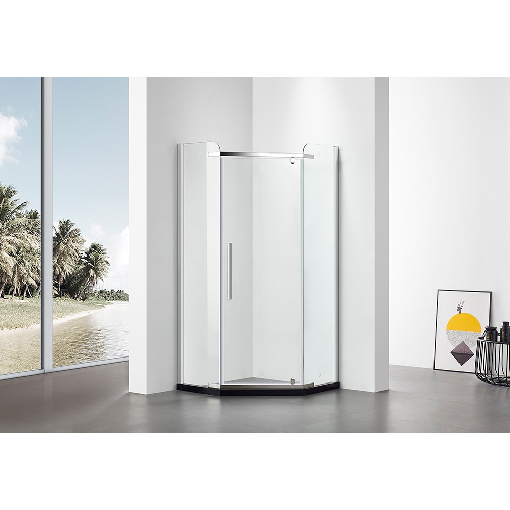 Cabina dus standard BELFORM Clear, pentagonala, aluminiu, 90 x 90 x 185 cm, sticla securizata 8mm, profil crom