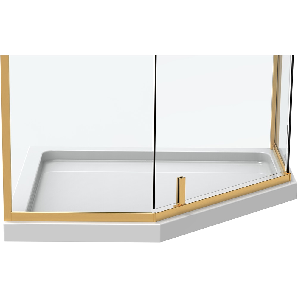 Cabina dus standard BELFORM Fortuna, pentagonala, aluminiu, 90 x 90 x 200 cm, sticla securizata 6mm, profil auriu