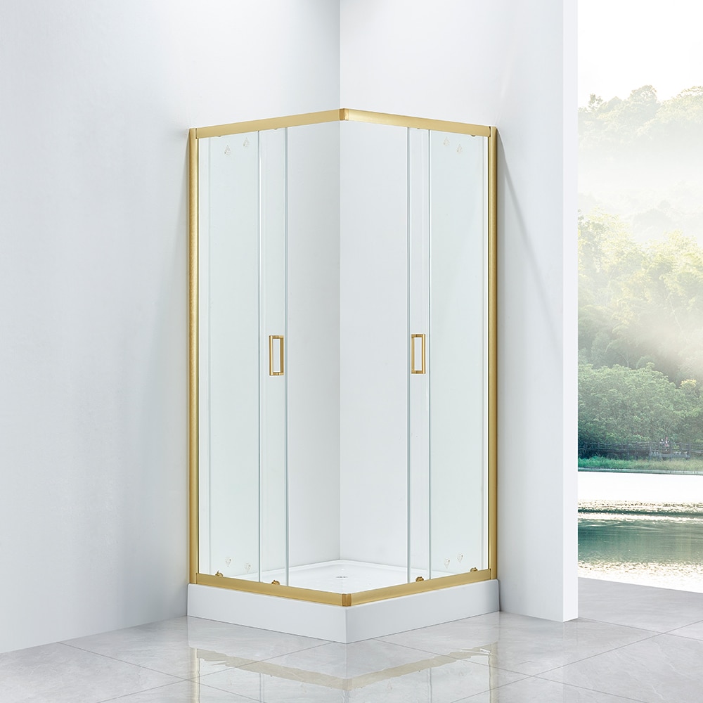Cabina dus standard BELFORM Fortuna, patrata, aluminiu, 90 x 90 x 185 cm, sticla securizata 6mm, profil auriu