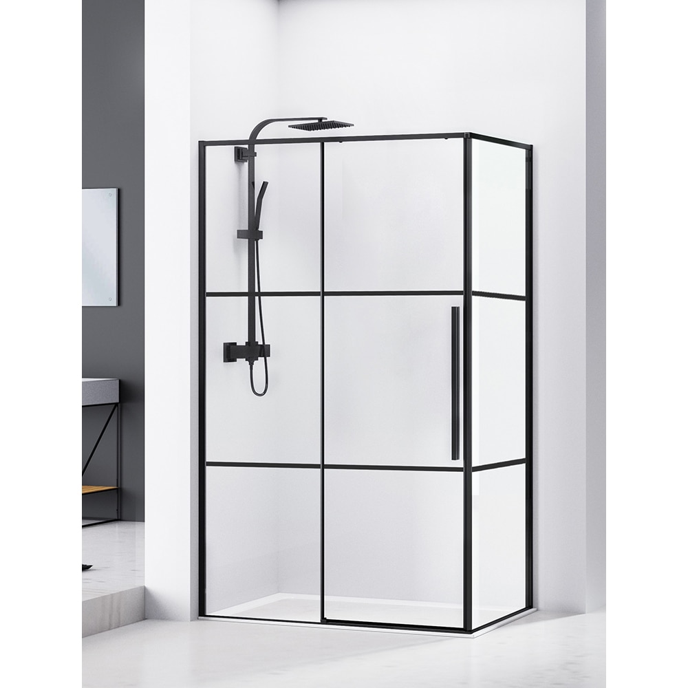 Cabina dus standard BELFORM Infinity, dreptunghiulara, 120 x 80 x 200 cm, profil aluminiu, sticla securizata 6mm, negru