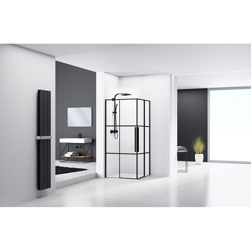 Cabina dus standard BELFORM Infinity, patrata, 90 x 90 x 200 cm, profil aluminiu, sticla securizata 6mm, negru