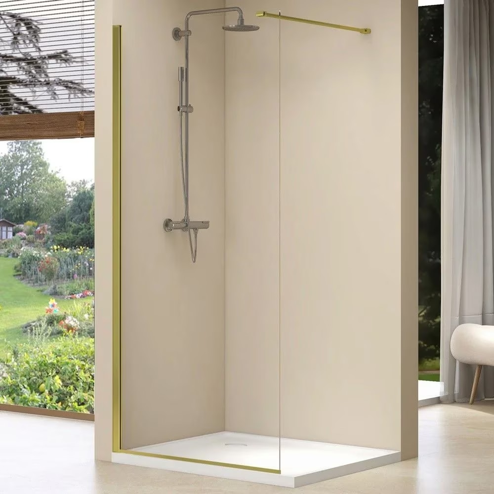 Paravan dus walk-in BELFORM Fortuna 27GL5001, aluminiu, sticla securizata transparenta, 60 x 200 cm, auriu