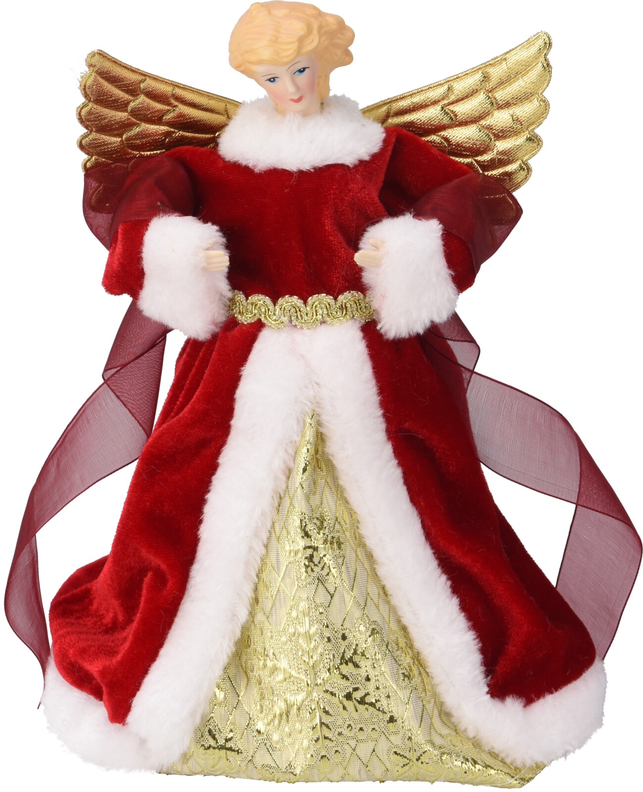 Varf brad de Craciun Inger, 23 cm, rosu-auriu