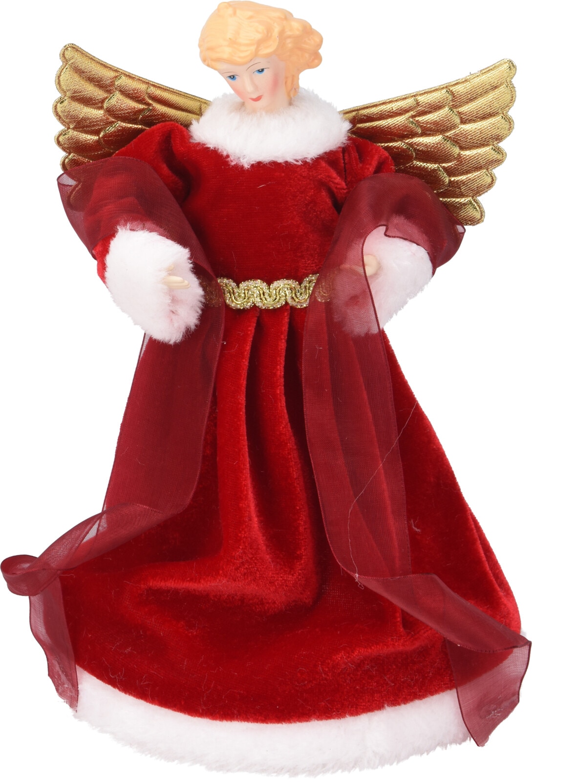 Varf brad de Craciun Inger, 23 cm, rosu-auriu