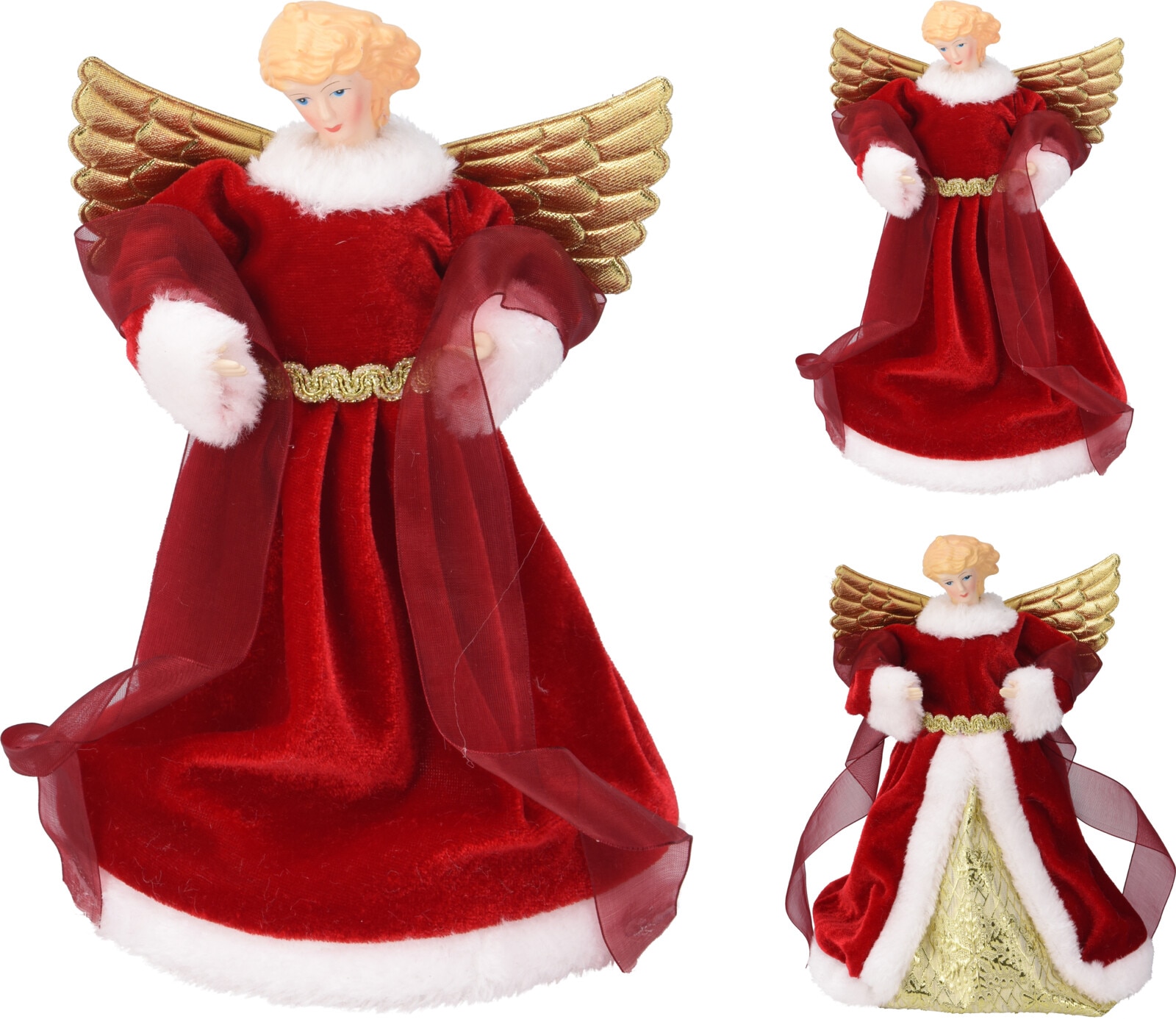 Varf brad de Craciun Inger, 23 cm, rosu-auriu