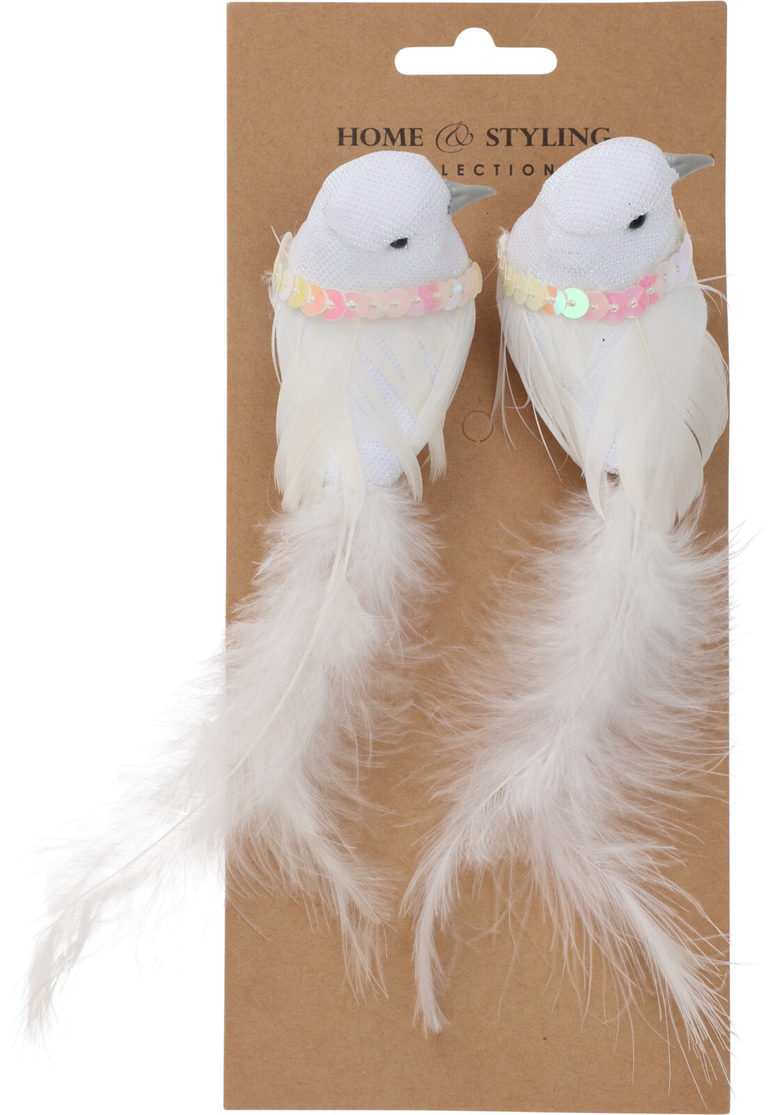 Decoratiune Craciun, model pasare, 16 cm, alb, 2 bucati