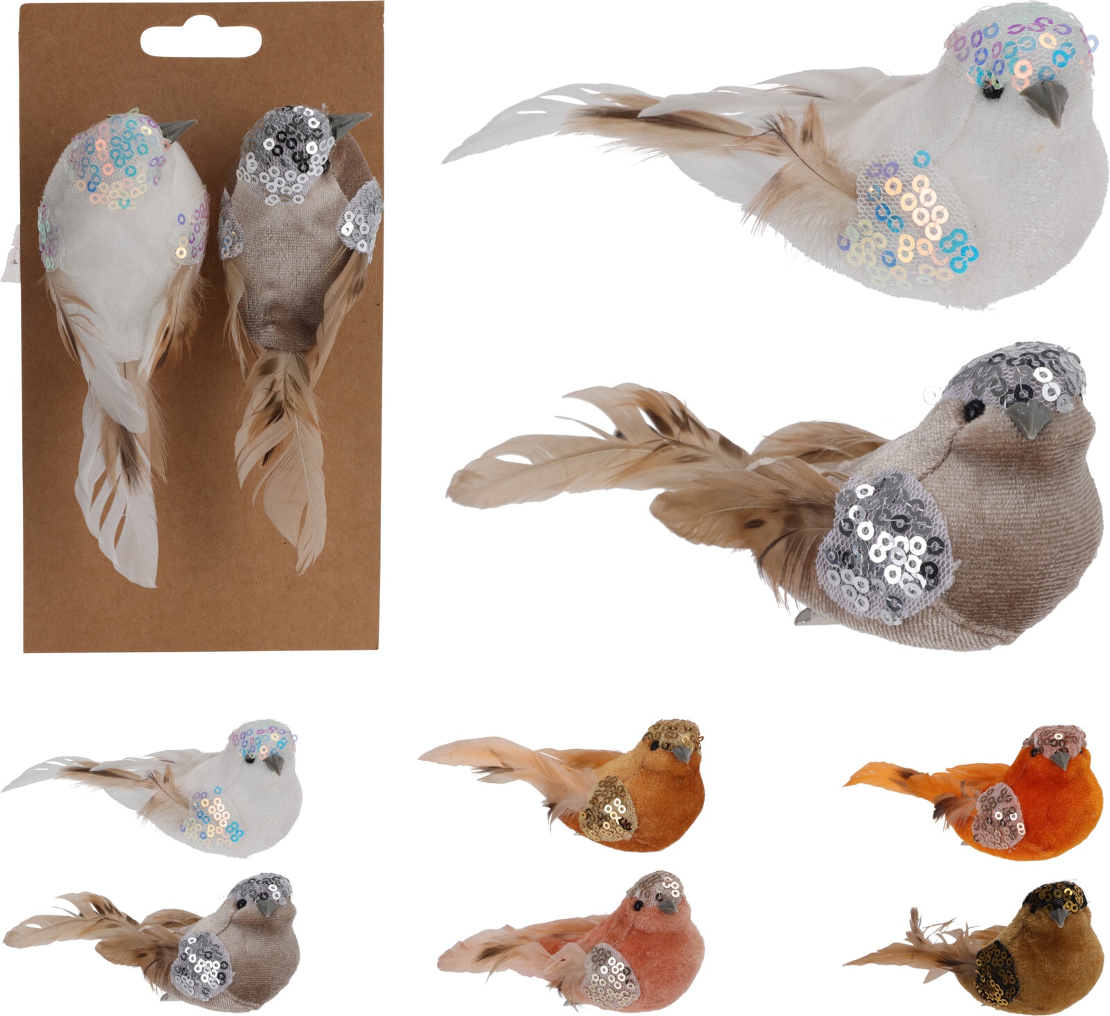 Decoratiune Craciun, model pasare, multicolor, 2 bucati