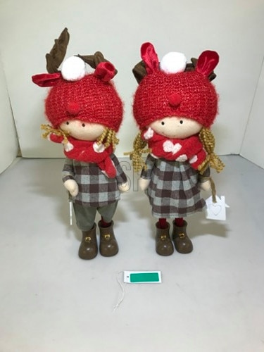 Decoratiune Craciun fata/baiat, 38 cm, rosu