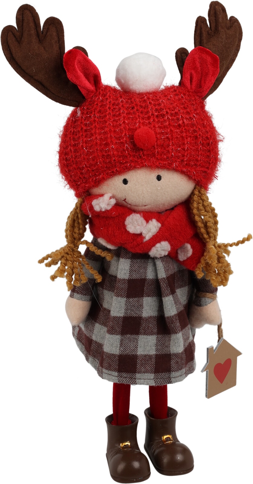 Decoratiune Craciun fata/baiat, 38 cm, rosu