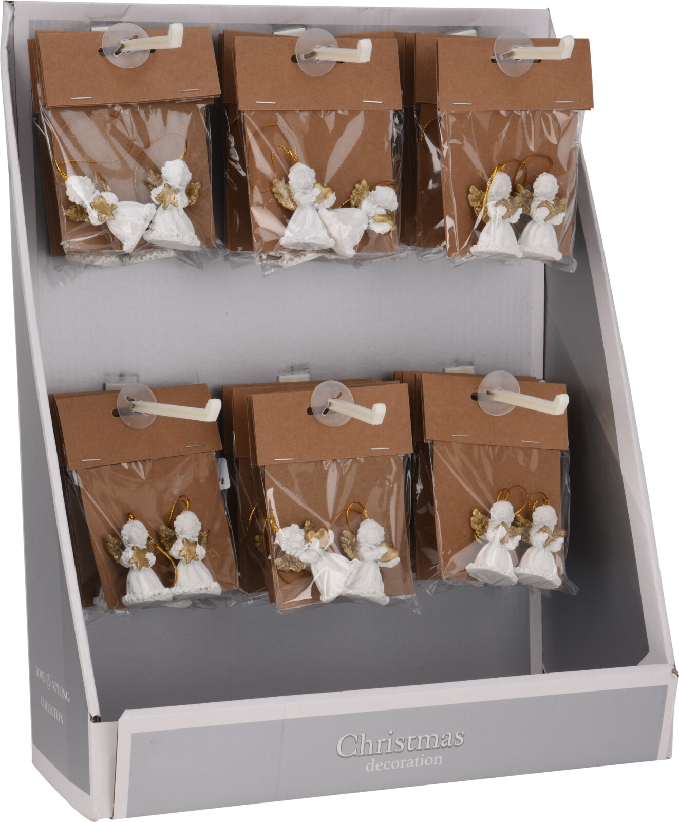 Decoratiune Craciun, model inger, 5 cm, alb, 2 bucati