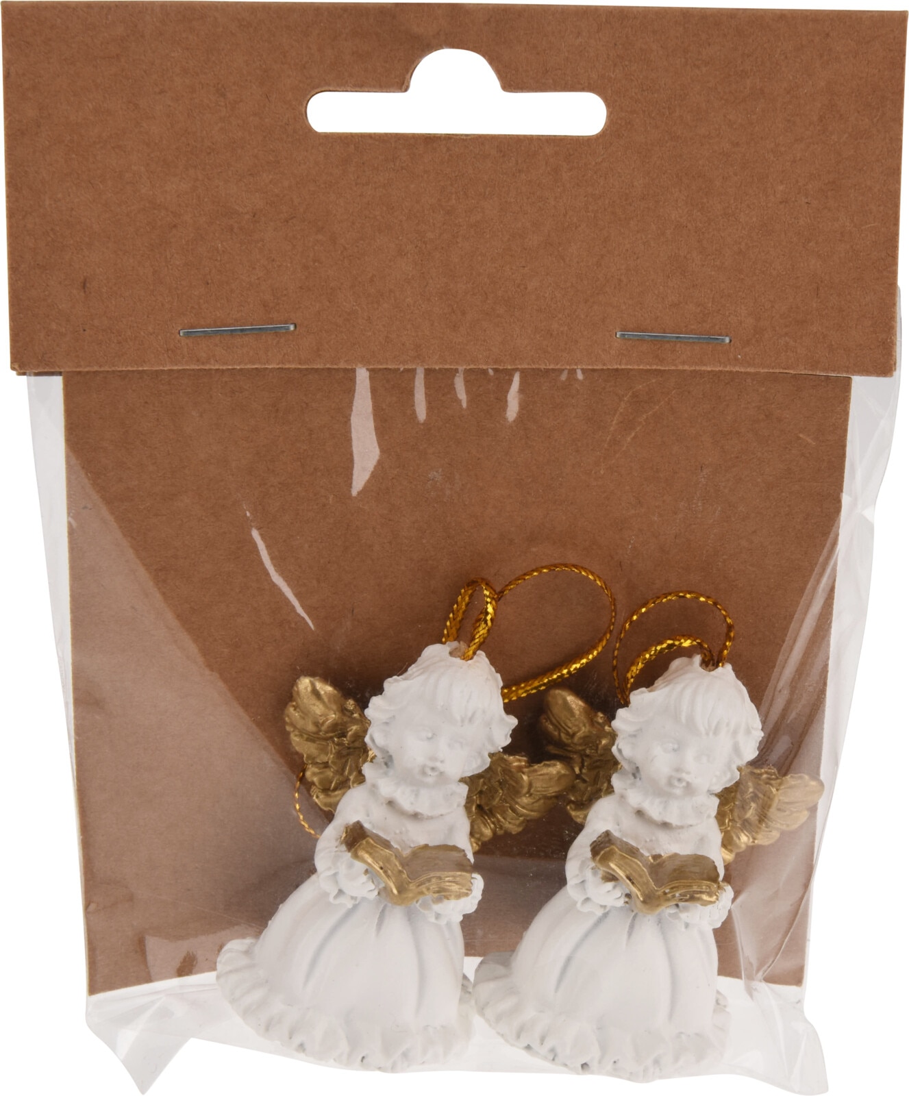 Decoratiune Craciun, model inger, 5 cm, alb, 2 bucati