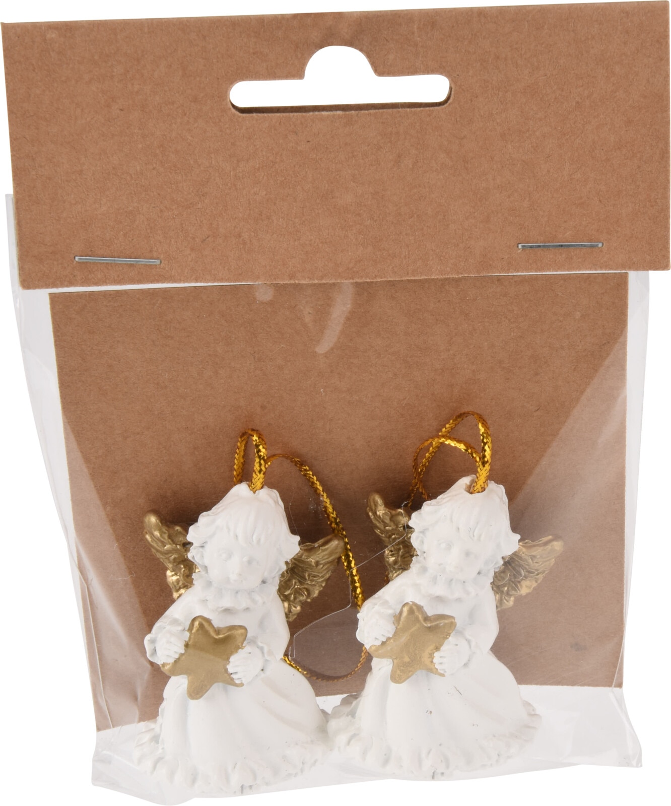 Decoratiune Craciun, model inger, 5 cm, alb, 2 bucati