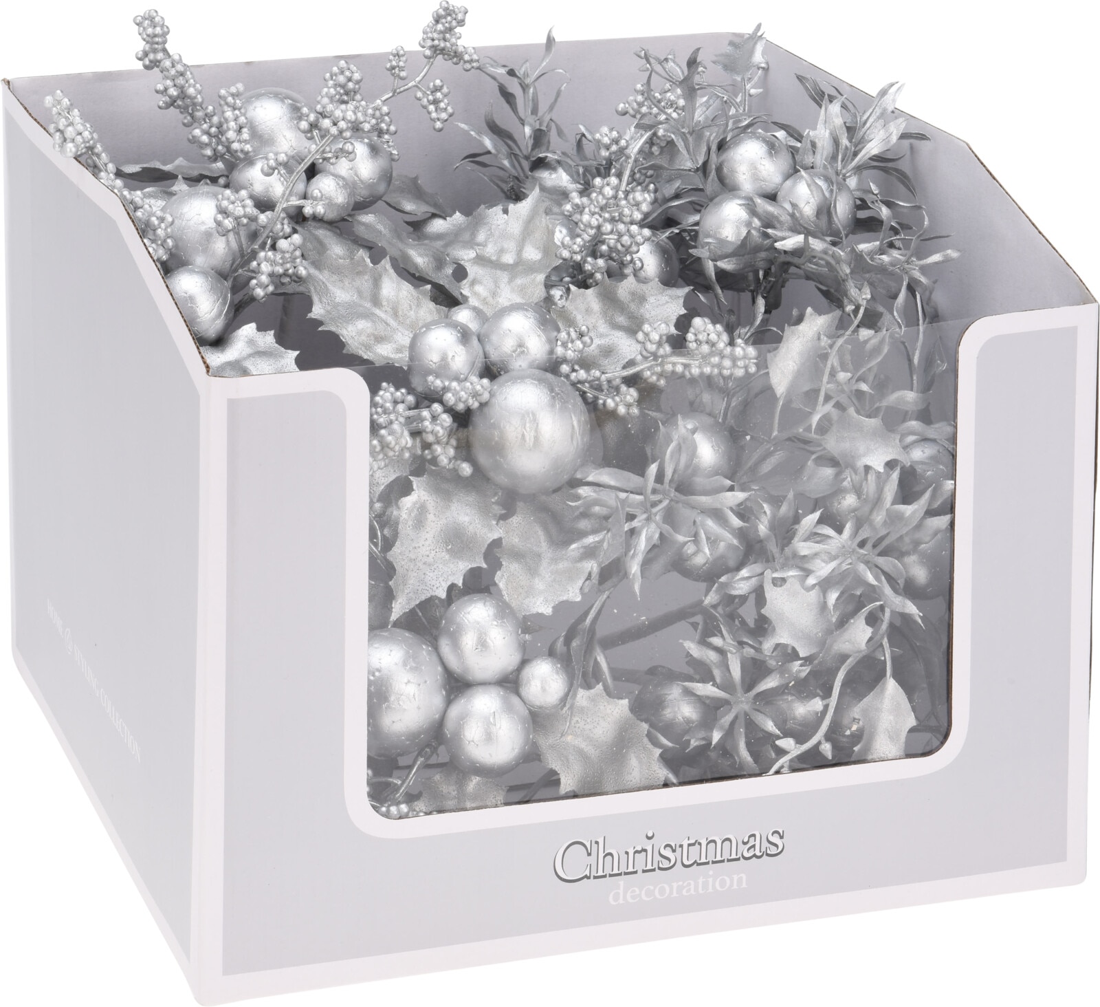 Decoratiune Craciun, model floare, 20 cm, argintiu