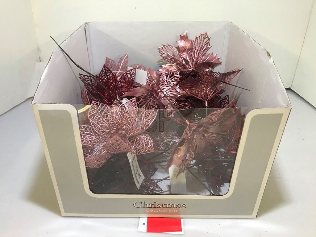 Decoratiune floare, 21cm, roz-visiniu