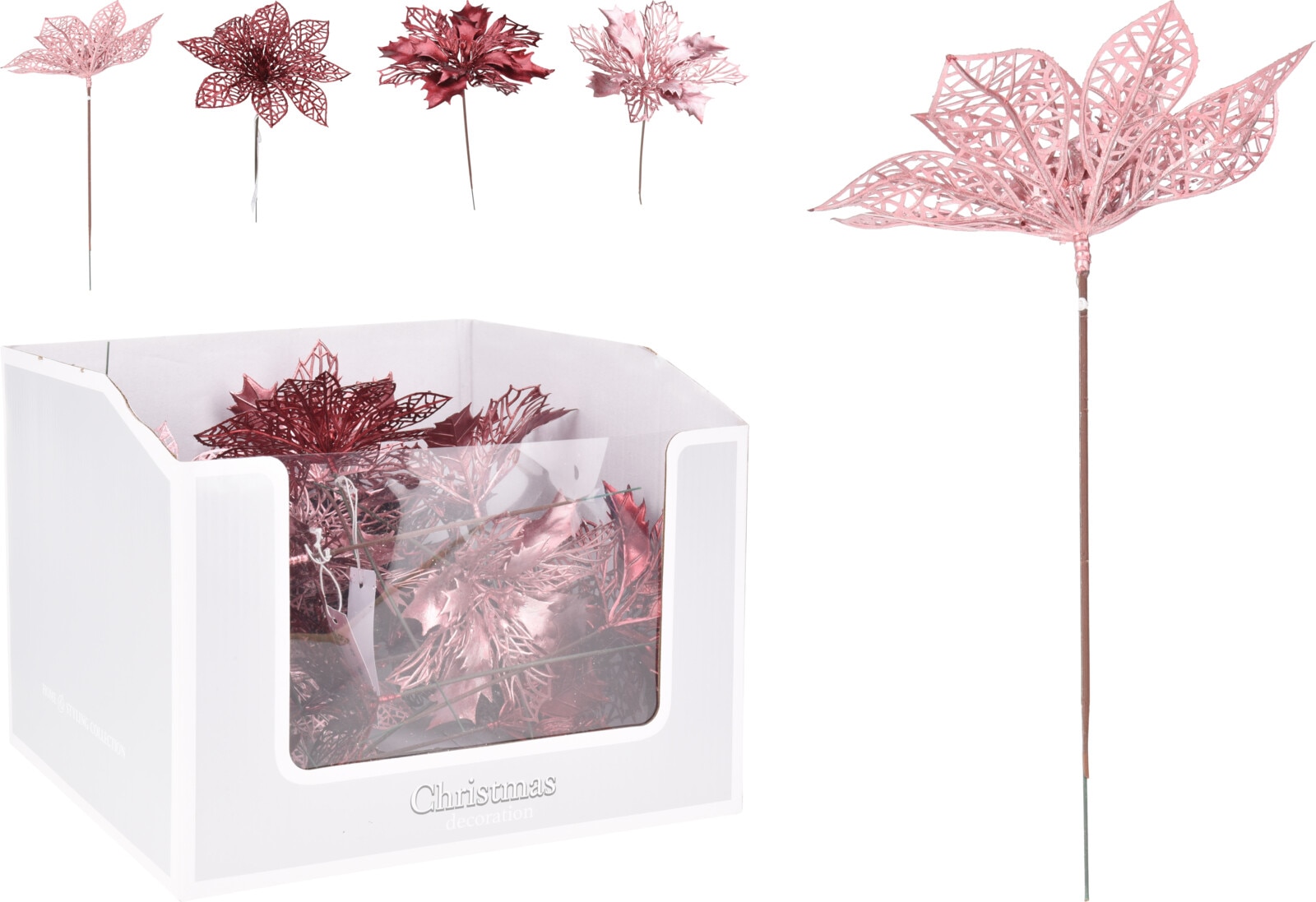 Decoratiune floare, 21cm, roz-visiniu