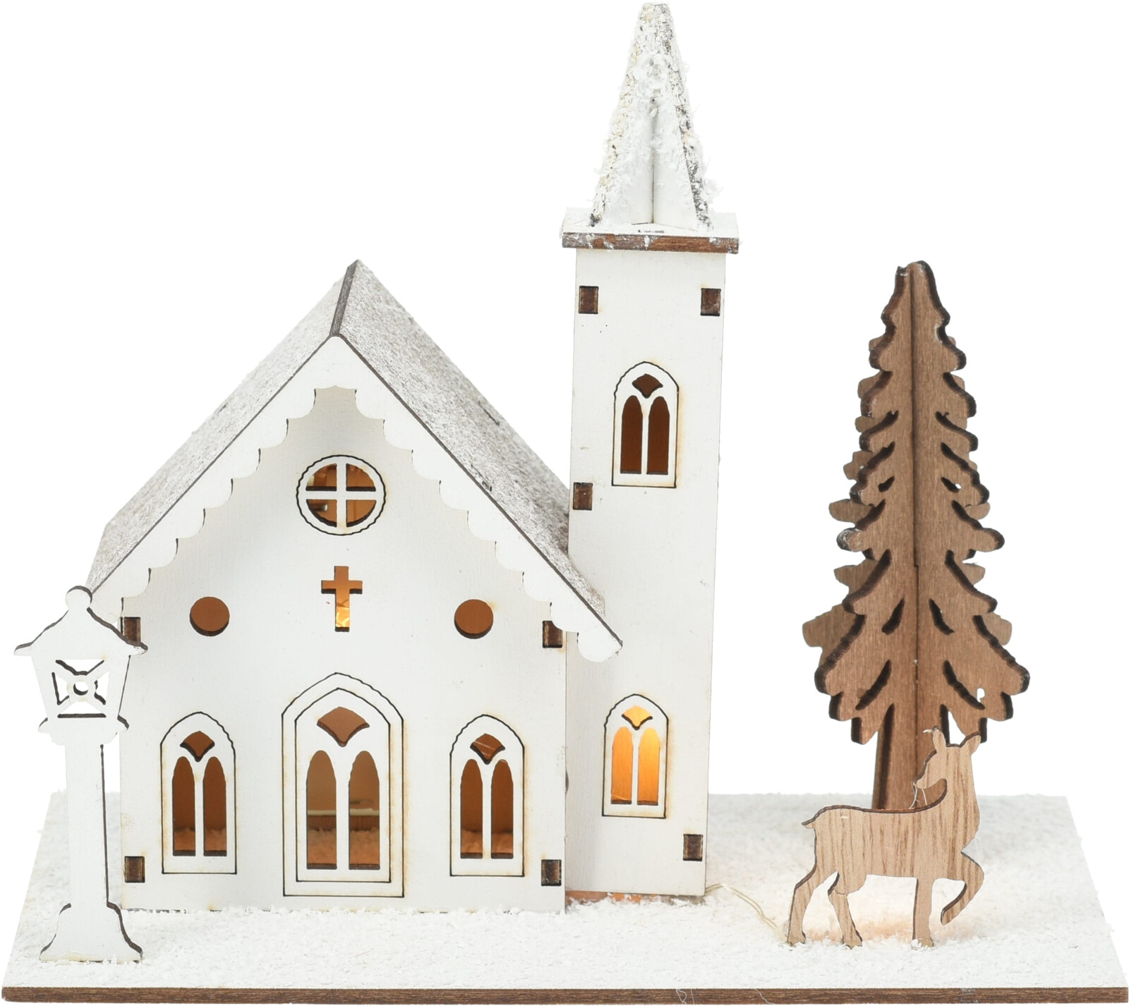 Decoratiune Craciun Casa lemn cu LED, 17 cm