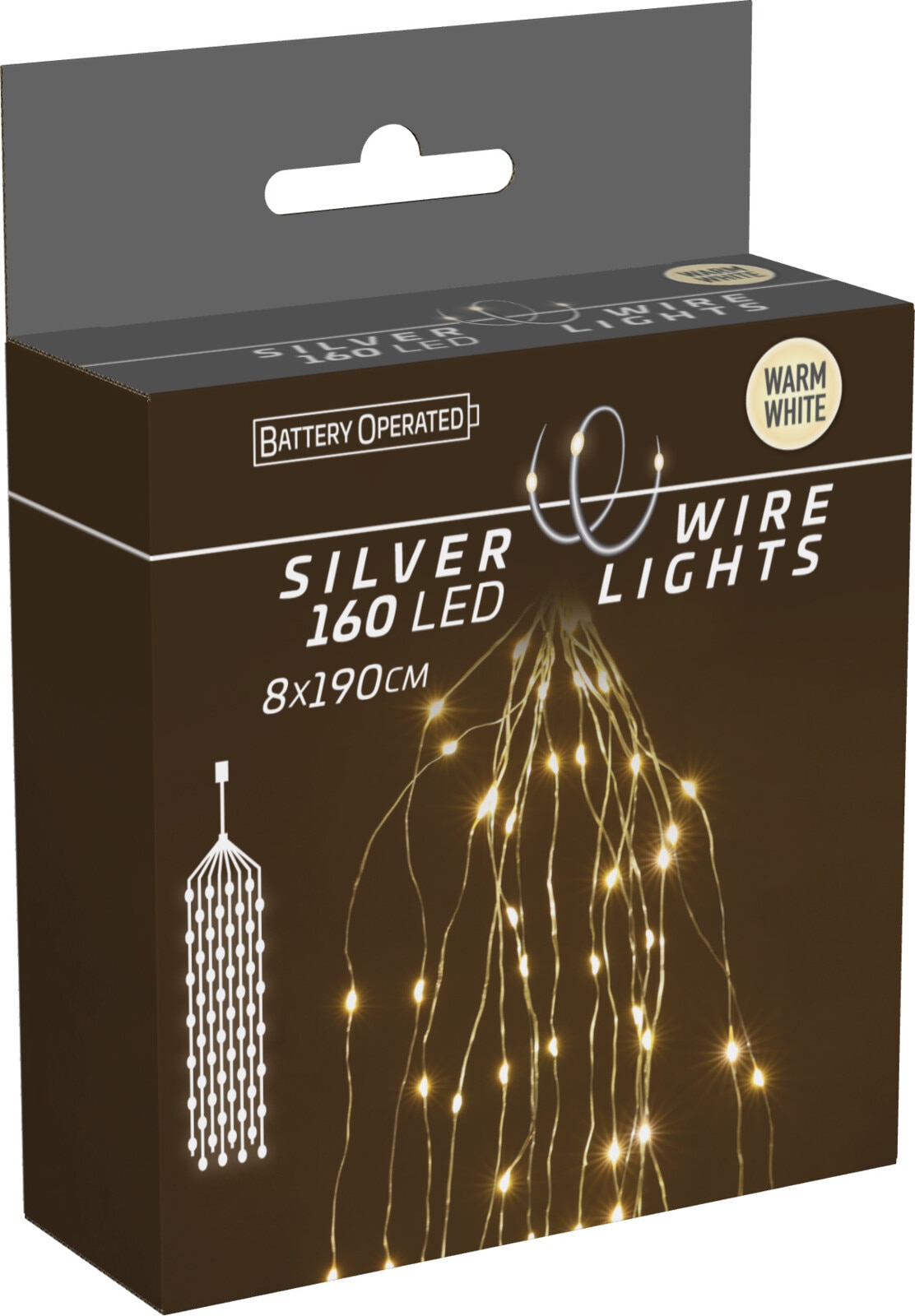 Perdea lumini, 160 led-uri, 1.9 m, iluminare alb cald