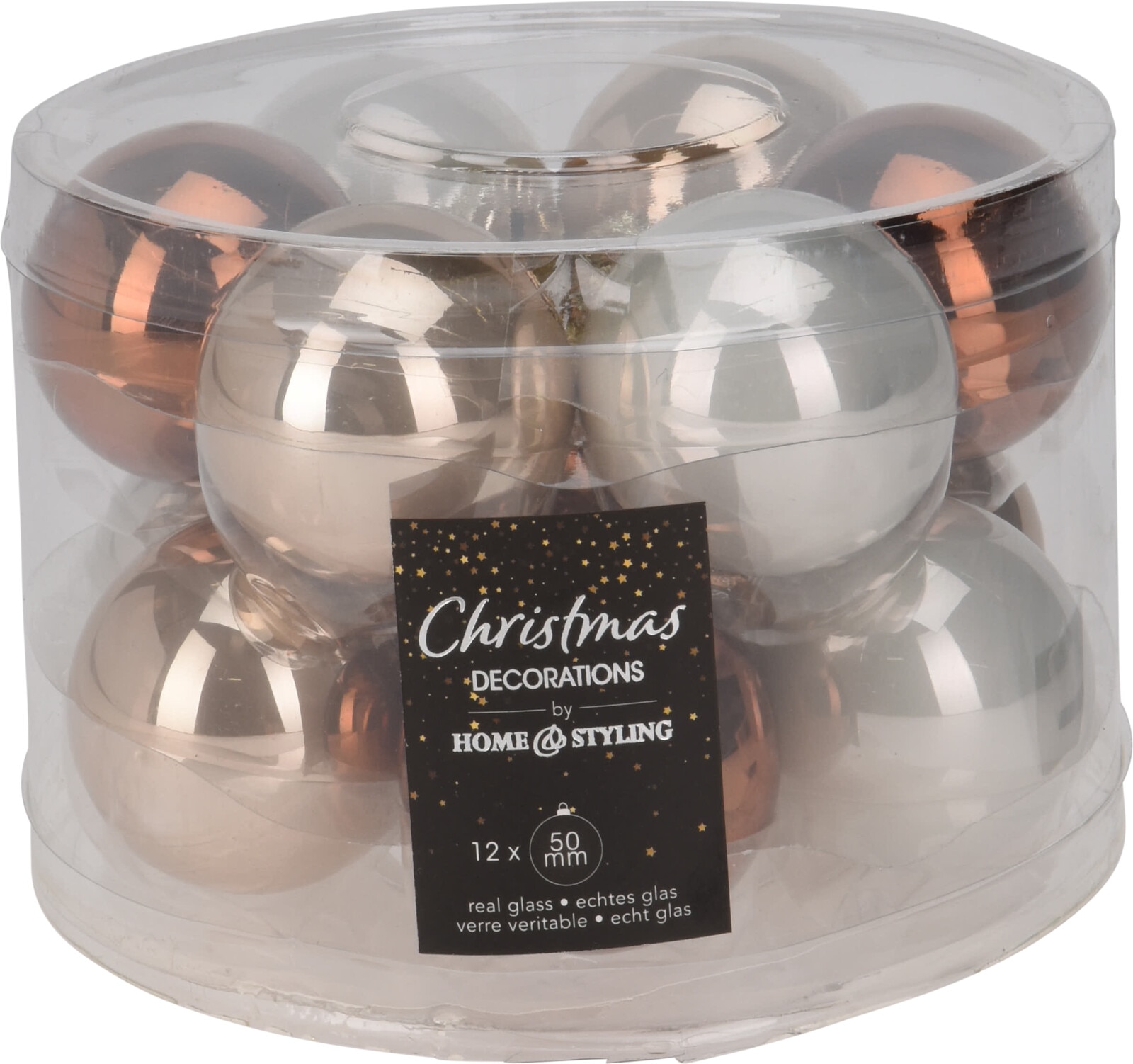 Set globuri de Craciun, 5 cm, 12 bucati, multicolor