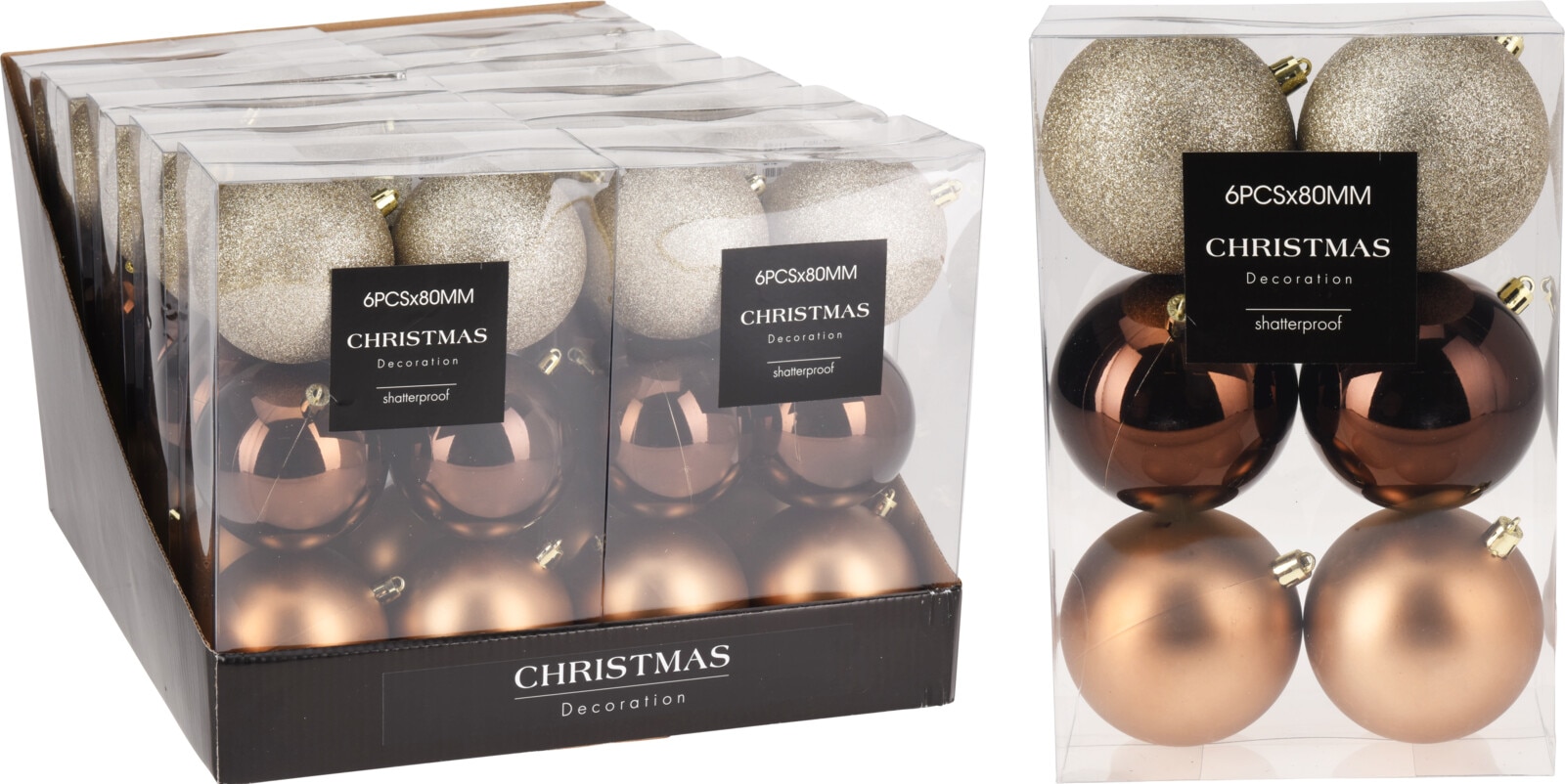 Set globuri brad , 6 bucati, amber