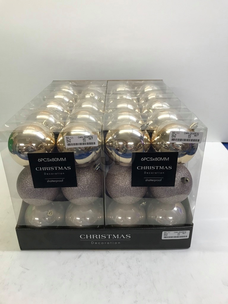 Set globuri brad, 6 bucati, crem