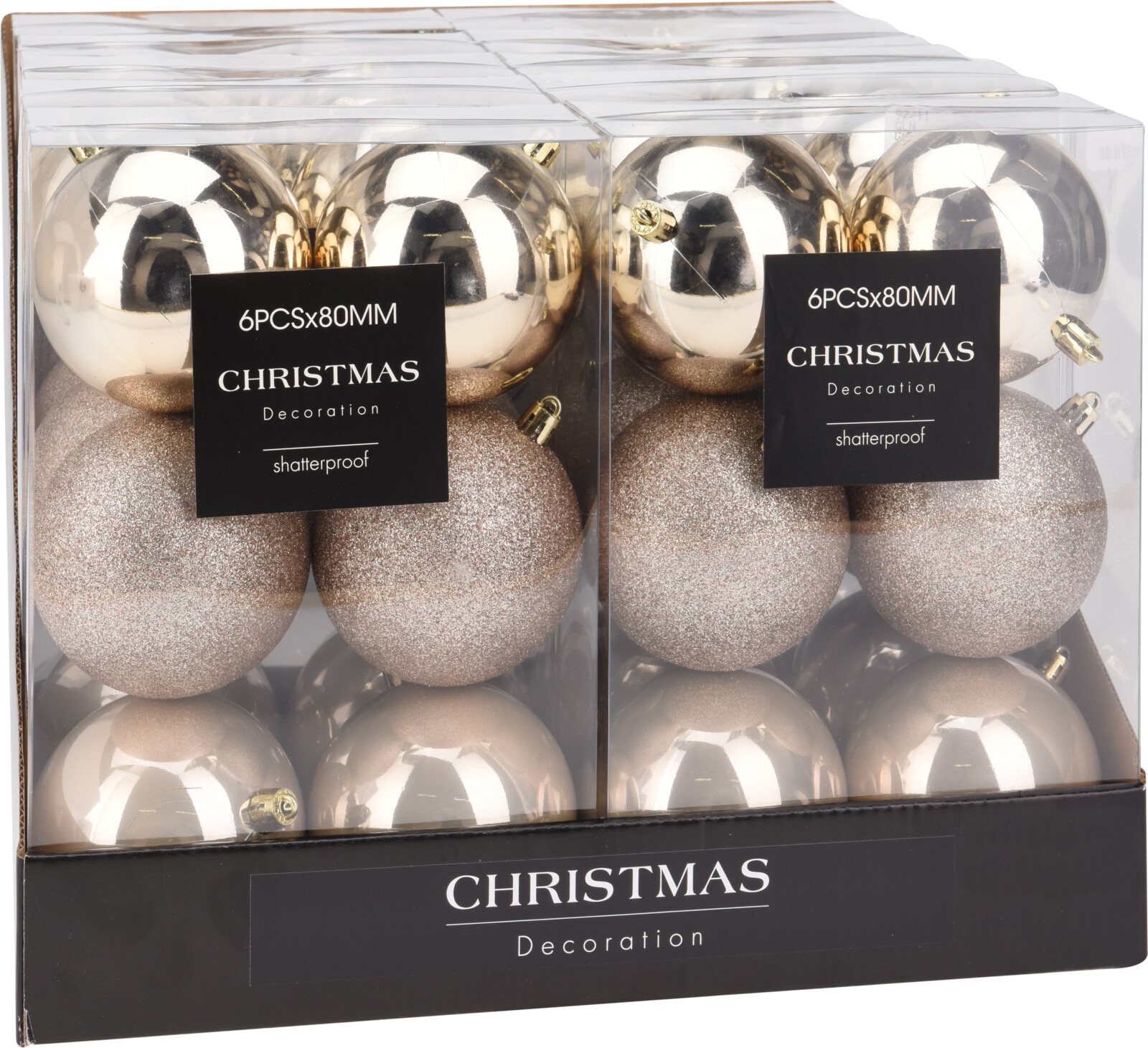 Set globuri brad, 6 bucati, crem