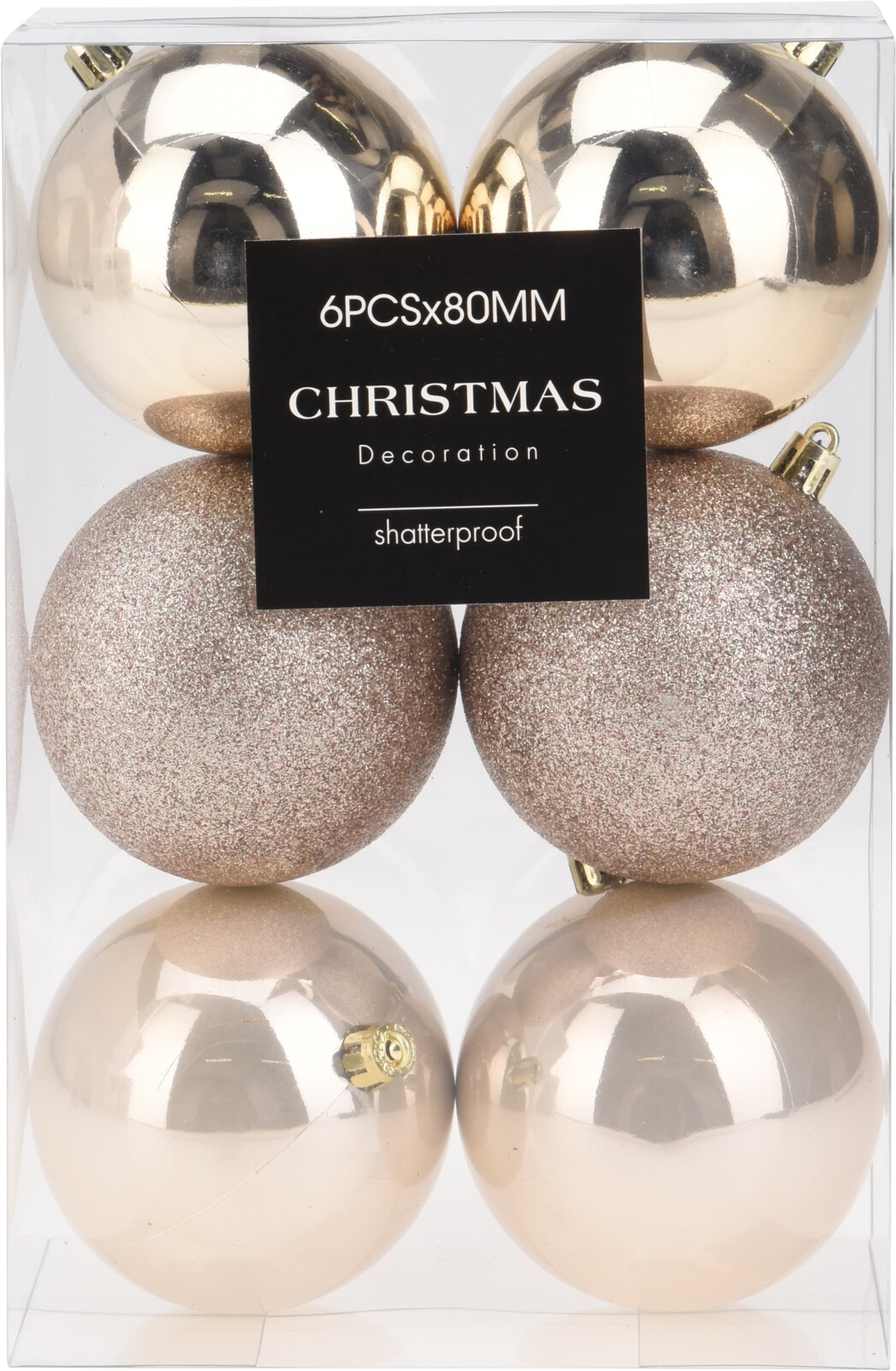 Set globuri brad, 6 bucati, crem