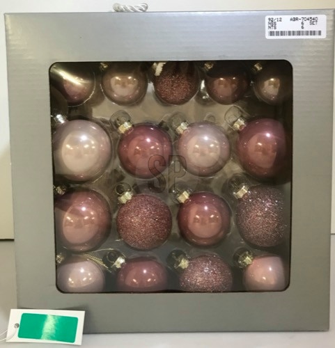 Set globuri brad, 34 bucati, roz